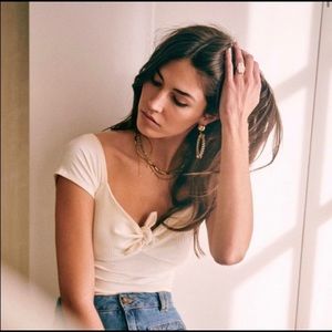 Sezane Cara T-Shirt Cream Sz S